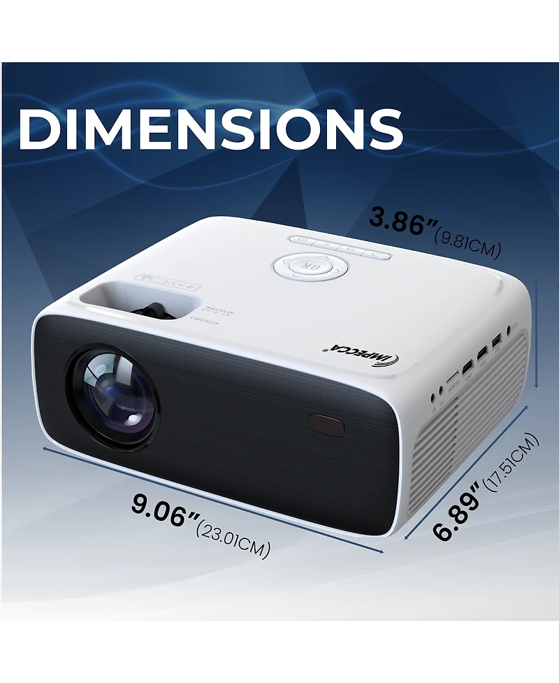 Impecca 200 Ansi Lumens Home Theater Projector, 720P, up to 180”+Protective Case