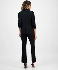 Bar Iii Womens One Button Scrunched Sleeve Jacket High Rise Flared Leg Pants Macys Exclusive