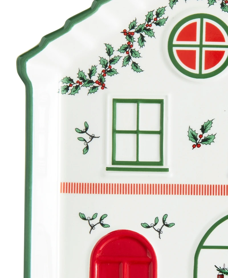 Spode Christmas Tree Village Tidbit Tray, Green