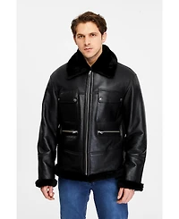 Furniq Uk Men's Genuine Sheepskin Bomber Jacket