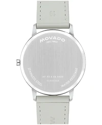 Movado Unisex Face Swiss Quartz Grey Leather Watch, 39mm
