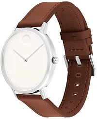 Movado Unisex Face Swiss Quartz Cognac Leather Watch