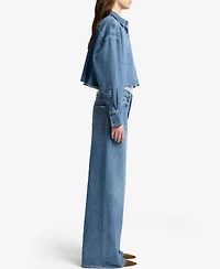 7 For All Mankind Cropped Denim Shirt Jacket
