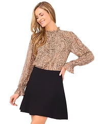 CeCe Women's Shirring Long Sleeve Top