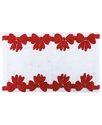 Holly Bells Holiday Bow Cotton Border Bath Rug, 20" x 32"
