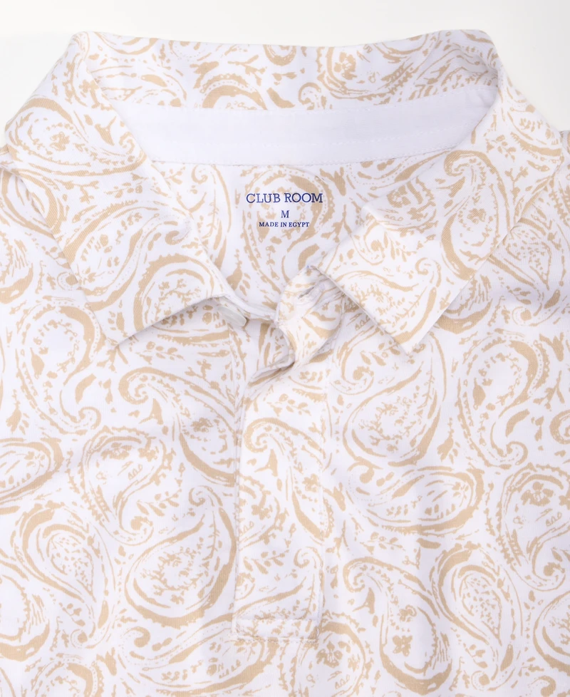 Club Room Men's Short Sleeve Paisley Pima Cotton Polo Shirt, Macy's Exclusive