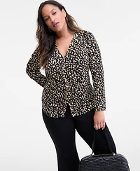 I.n.c. International Concepts Plus Printed V-Neck Blouse, Macy's Exclusive