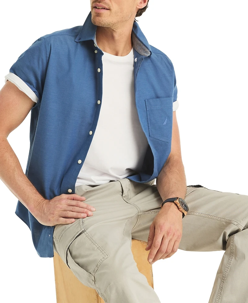 Nautica Men's Short Sleeve Button-Down Oxford Shirt