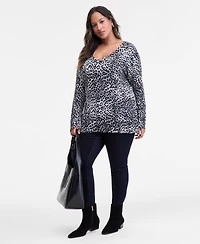 I.n.c. International Concepts Plus Animal-Print V-Neck Tunic, Macy's Exclusive