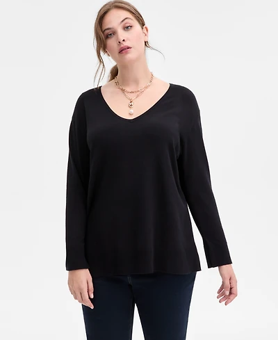 I.n.c. International Concepts Plus V-Neck Long-Sleeve Tunic, Macy's Exclusive