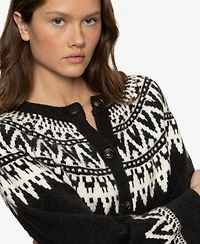 Sanctuary Women's Fairisle Crew Neck Cardigan Sweater