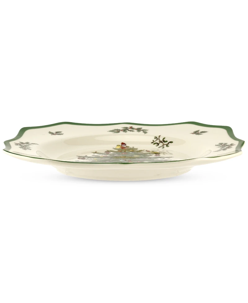Spode Christmas Tree Scalloped Dinner Plates, Set of 4