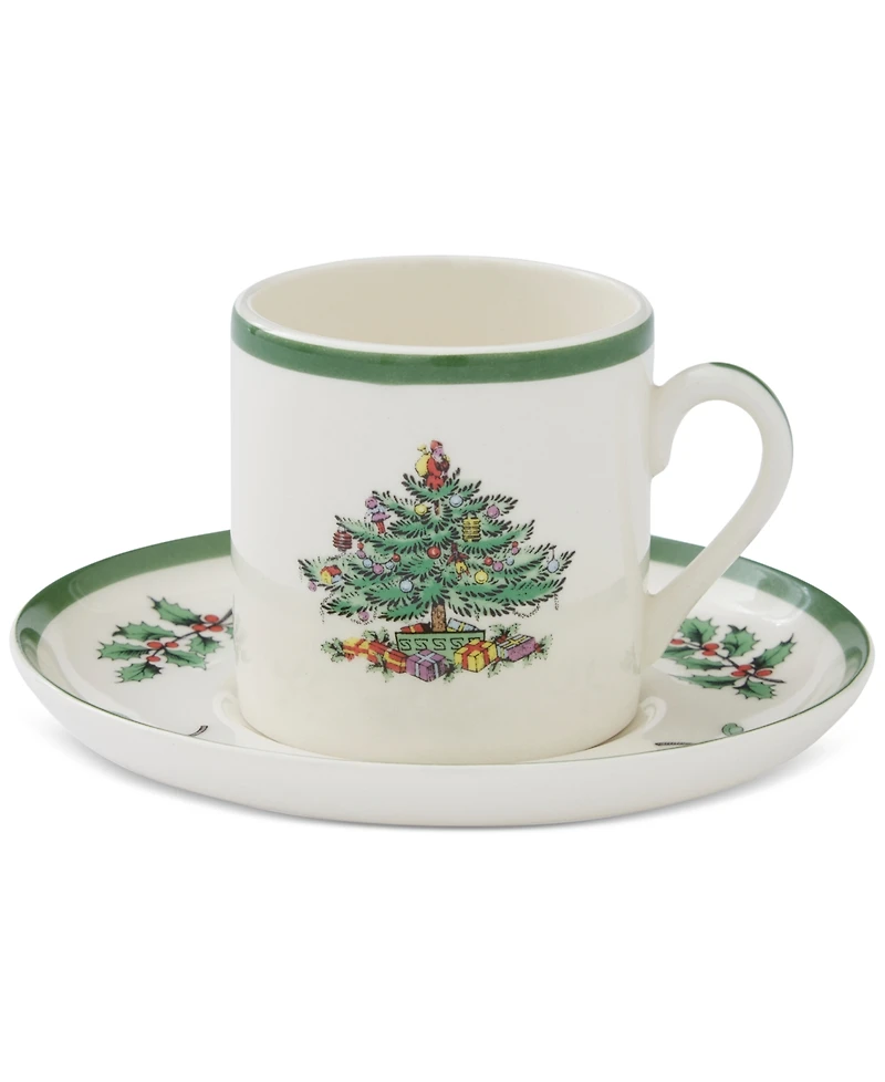 Spode Christmas Tree Espresso Cup & Saucers, Set of 4