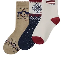Polo Ralph Lauren Little and Big Girls 3-Pack Holiday Americana Socks