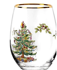 Spode Christmas Tree Stemless Wine Glasses, Set of 4