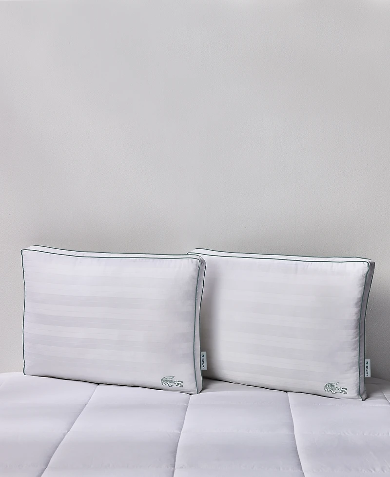 Lacoste Home Tennis Stripe Cotton Gusseted Medium-Density Pillow