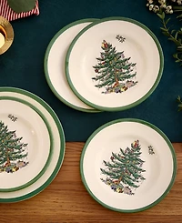 Spode Christmas Tree Bread & Butter Plates, Set of 4