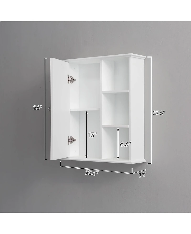 Vanirror White Wall-Mounted Over-The-Bathroom Storage Cabinet, Space-Saving Medicine Cabinet Organizer for Bathroom, Laundry Room & Kitchen