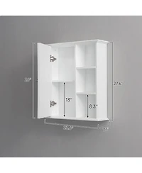 Vanirror White Wall-Mounted Over-The-Bathroom Storage Cabinet, Space-Saving Medicine Cabinet Organizer for Bathroom, Laundry Room & Kitchen