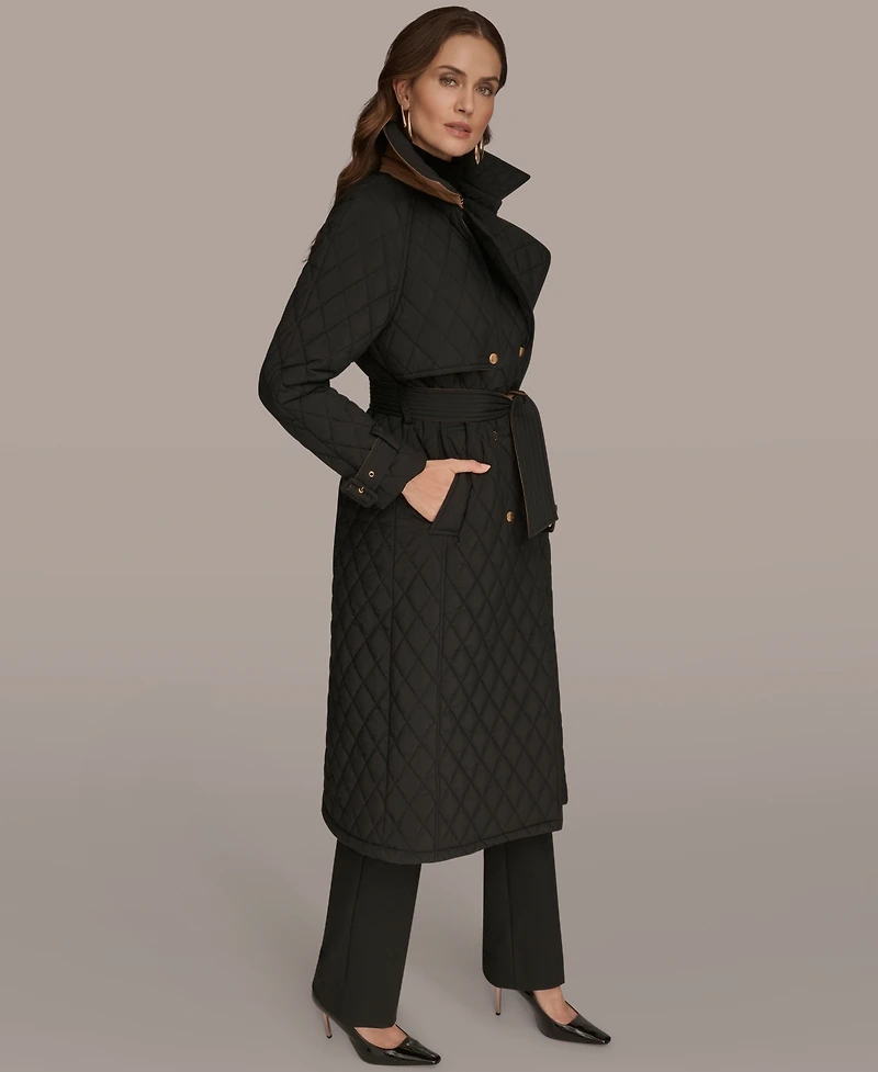 Donna Karan New York Women's Belted Maxi Quilted Coat