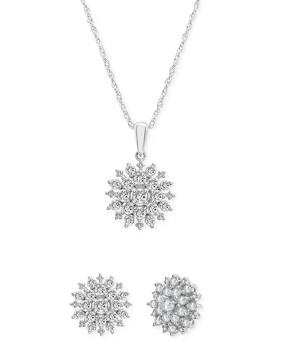 Wrapped in Love 2-Pc. Set Diamond Cluster Pendant Necklace & Matching Stud Earrings (1 ct. t.w.) in 14k White Gold, Created for Macy's