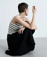 Mango Women's Striped Knitted Crop Top