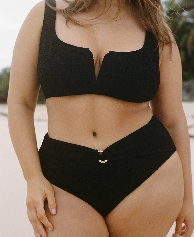 Mango Women's High-Waisted Towel-Effect Bikini Bottom
