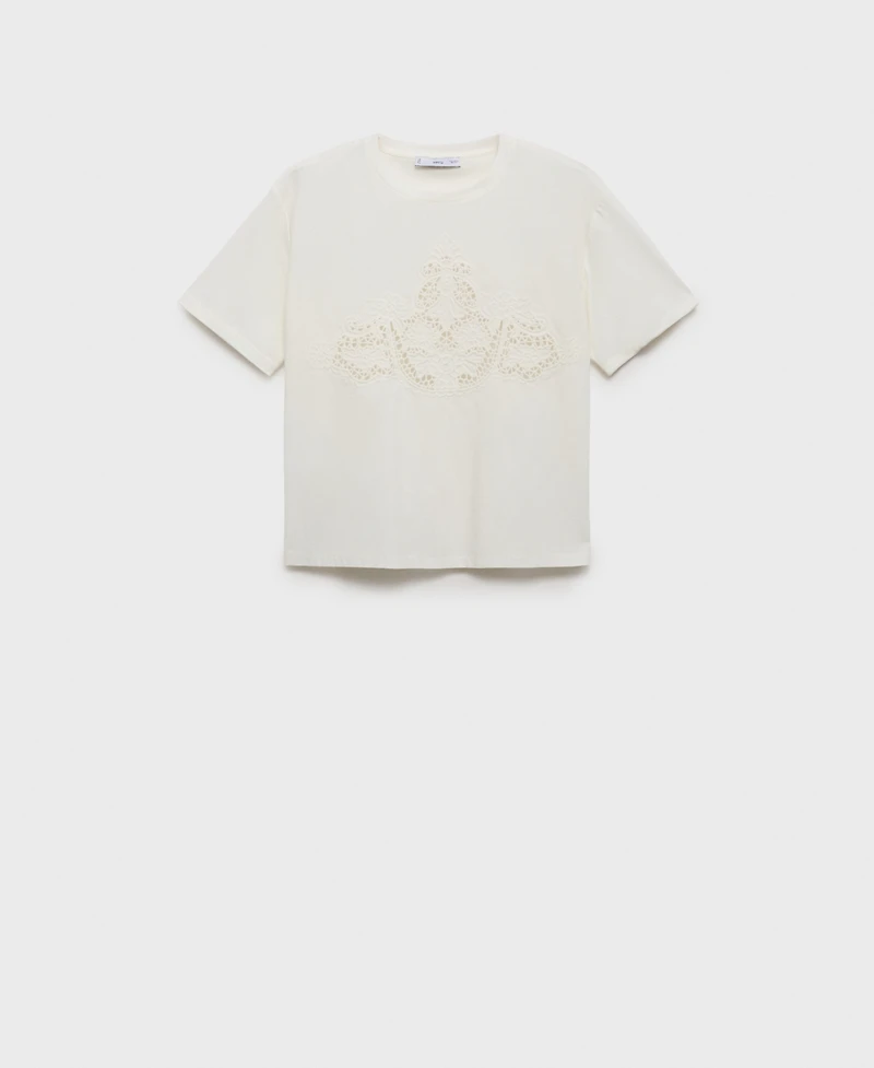 Mango Women's Embroidered Cotton T-Shirt