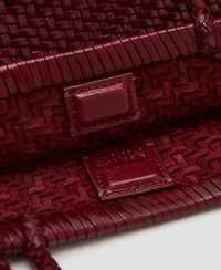 Mango Women's Braided Leather Shoulder Bag