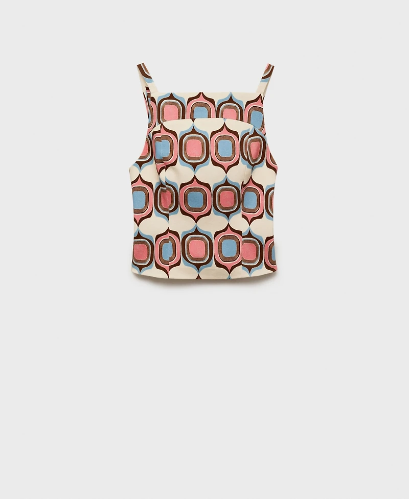 Mango Women's Printed Boat-Neck Top