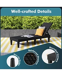 Costway Outdoor Chaise Lounger Chair 3-Position Reclining with Waterproof Rattan