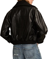 Lucky Brand Women's Exaggerated Collar Leather Jacket
