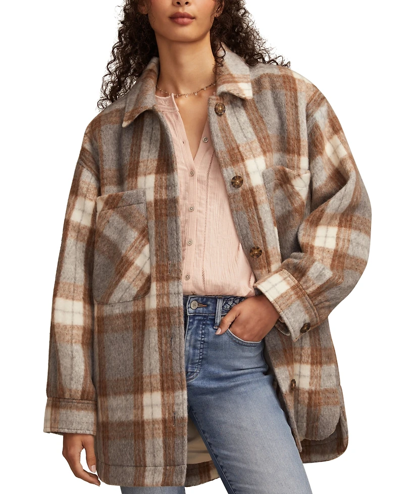 Lucky Brand Women's Oversized Plaid Shirt Jacket