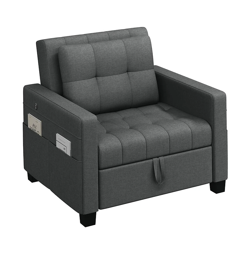 Yaheetech 3-in-1 Convertible Sleeper Chair Bed with Adjustable Backrest