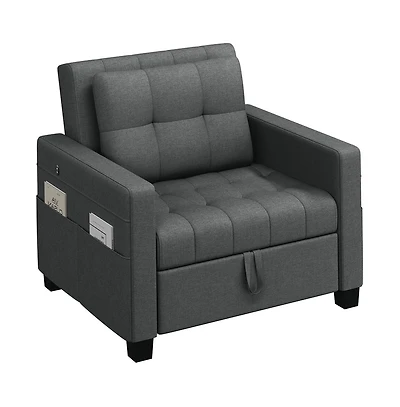 Yaheetech 3-in-1 Convertible Sleeper Chair Bed with Adjustable Backrest