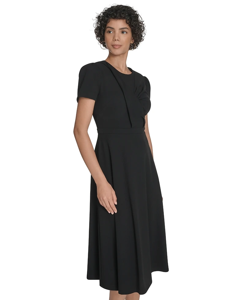 Calvin Klein Women's Short Sleeve Ruched Midi Dress