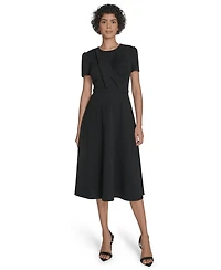 Calvin Klein Women's Short Sleeve Ruched Midi Dress