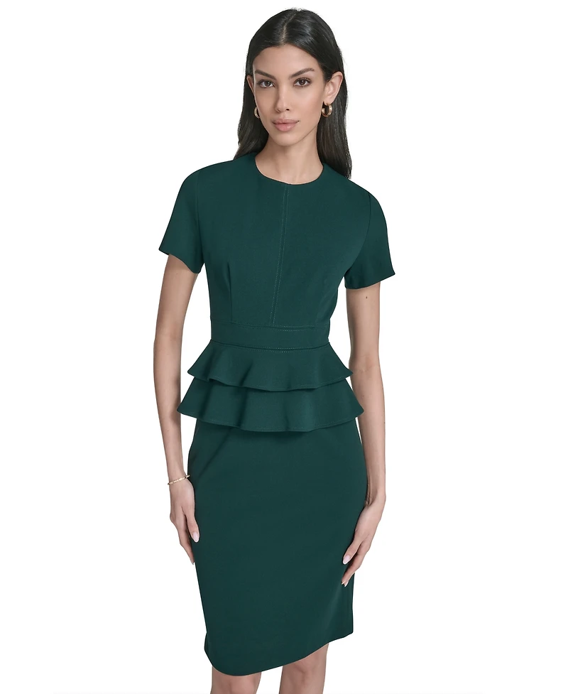 Calvin Klein Women's Short Sleeve Peplum Sheath Dress