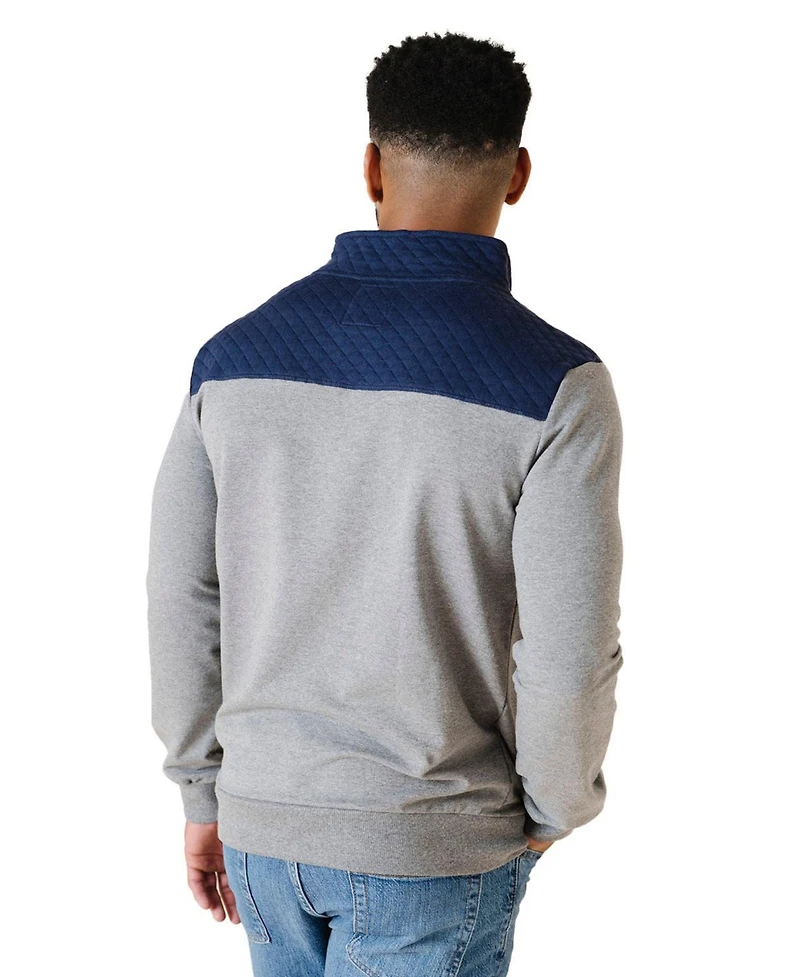 Hope & Henry Men's Organic French Terry Half Zip Pullover with Quilted Yoke