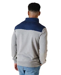 Hope & Henry Men's Organic French Terry Half Zip Pullover with Quilted Yoke