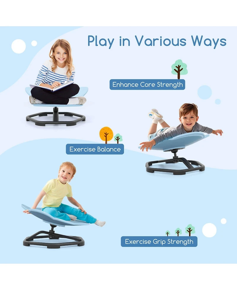 Costway Kids Sensory Swivel Chair with Non-Slip Metal Base for Autistic Indoor Outdoor