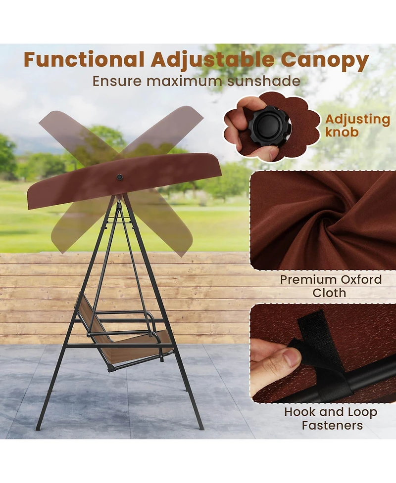 Costway 2-Person Outdoor Porch Swing Loveseat with A-Shaped Metal Stand