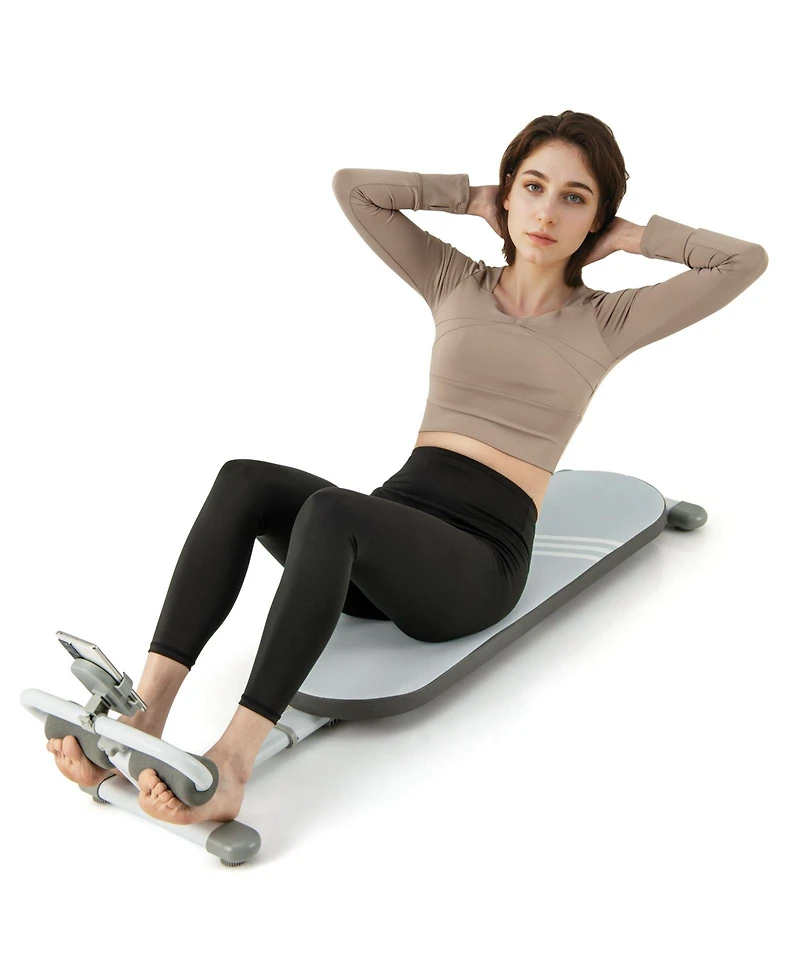 Akiudex Adjustable Foldable Sit-Up Bench with Foam Rollers and Phone Holder