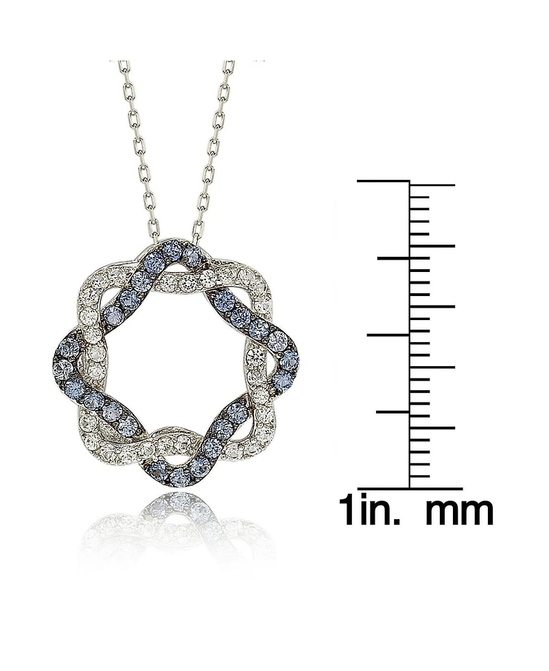 Suzy Levian New York Sterling Silver Sapphire & Created White Whimsical Circle Pendant