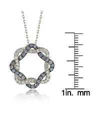 Suzy Levian New York Sterling Silver Sapphire & Created White Whimsical Circle Pendant
