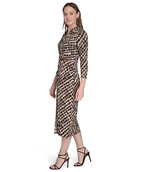 Jessica Howard Women's 3/4-Sleeve Shirt Collar Dress
