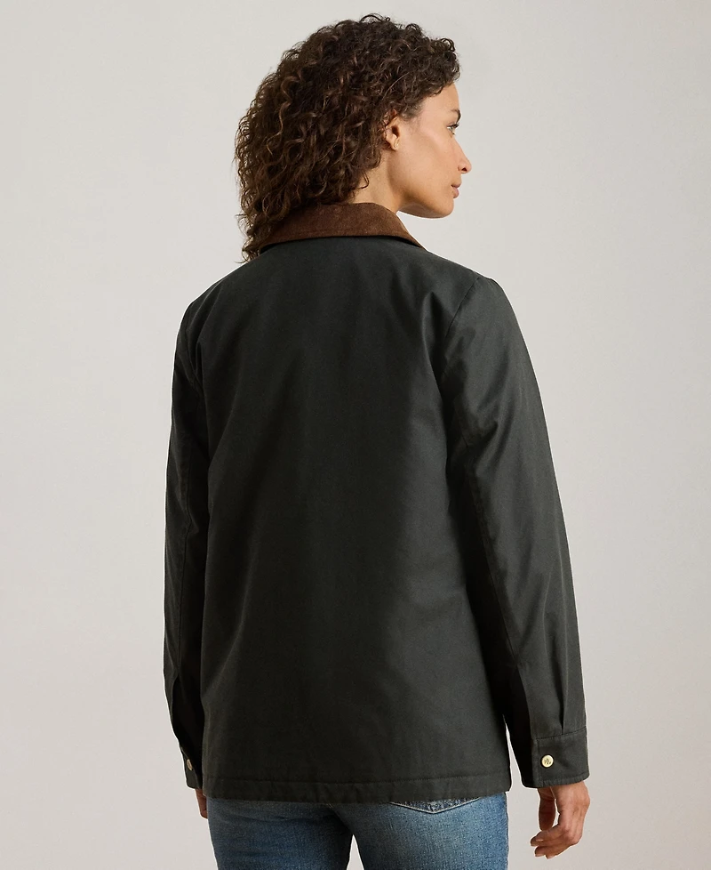 Lauren Ralph Women's Cord-Collar Waxed Jacket