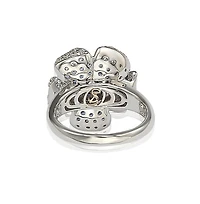 Suzy Levian New york Suzy Levian Sterling Silver Sapphire & Created White Sapphire Pave Flower Ring