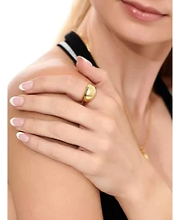 Devata Contour-lined Dome Ring Gold Plated Sterling Silver,