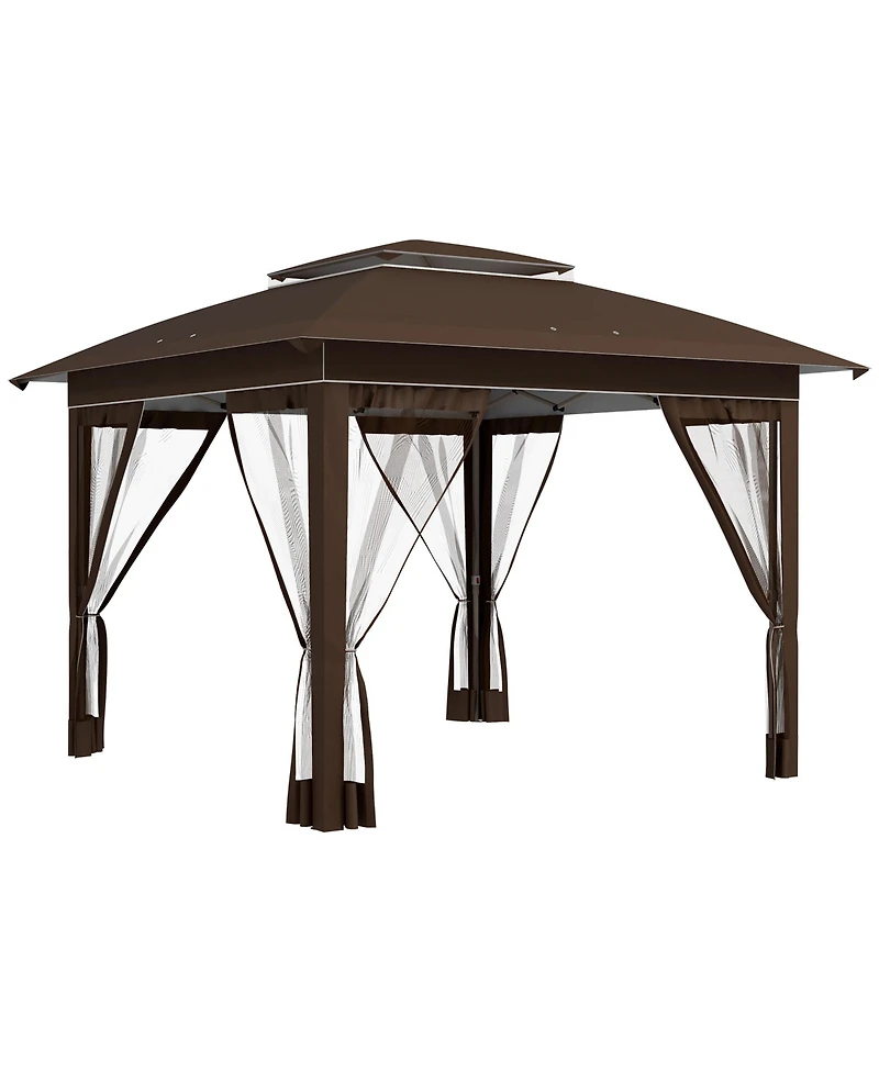 Outsunny 12' x 12' Outdoor Pop-Up Tent Canopy W/ Mesh Sidewalls and Bag,